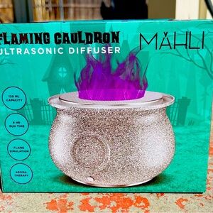 Mahli Flaming Cauldron Aroma Diffuser Silver Glitter